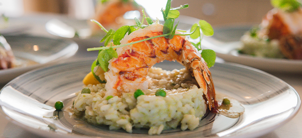 plate on shrimp and rice