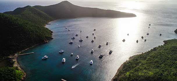 Boats on moorings at Norman Island