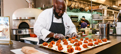 A man cooking