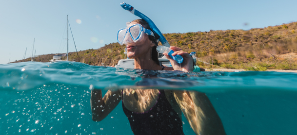 woman snorkeling in the water