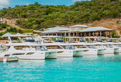 power catamaran fleet at scrub island in the bvi