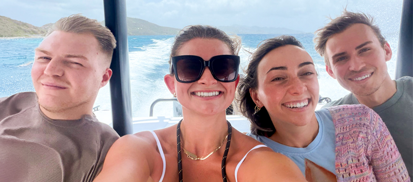 Payton and company on a boat in the BVI